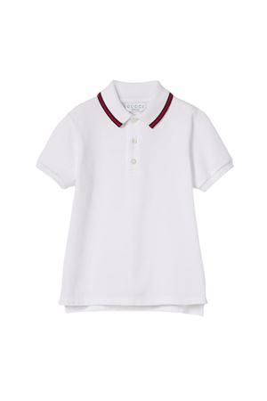 White stretch cotton piquet Polo shirt GUCCI KIDS | 805405XJGXV9250